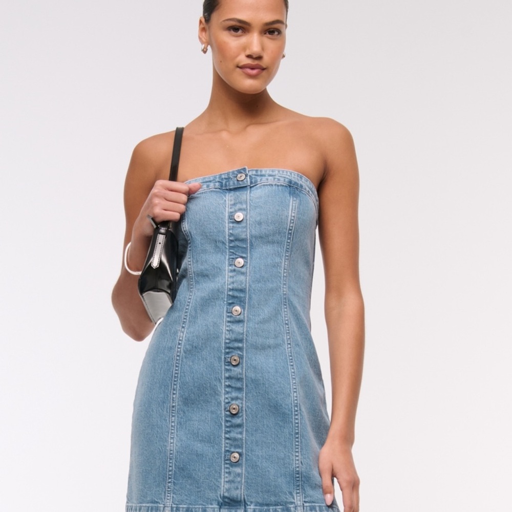 Denim Strapless Button-Down Dress A&F Mara